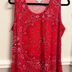LuLaRoe Red Bandana Print Tank Top